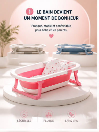 Baignoire Bébé Pliable & Transportable – Thermomètre Intégré | Voyage, Maison & Sortie | 0-36 mois | Sojivia