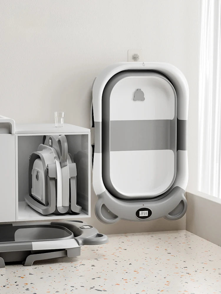 Baignoire Bébé Pliable & Transportable – Thermomètre Intégré | Voyage, Maison & Sortie | 0-36 mois | Sojivia