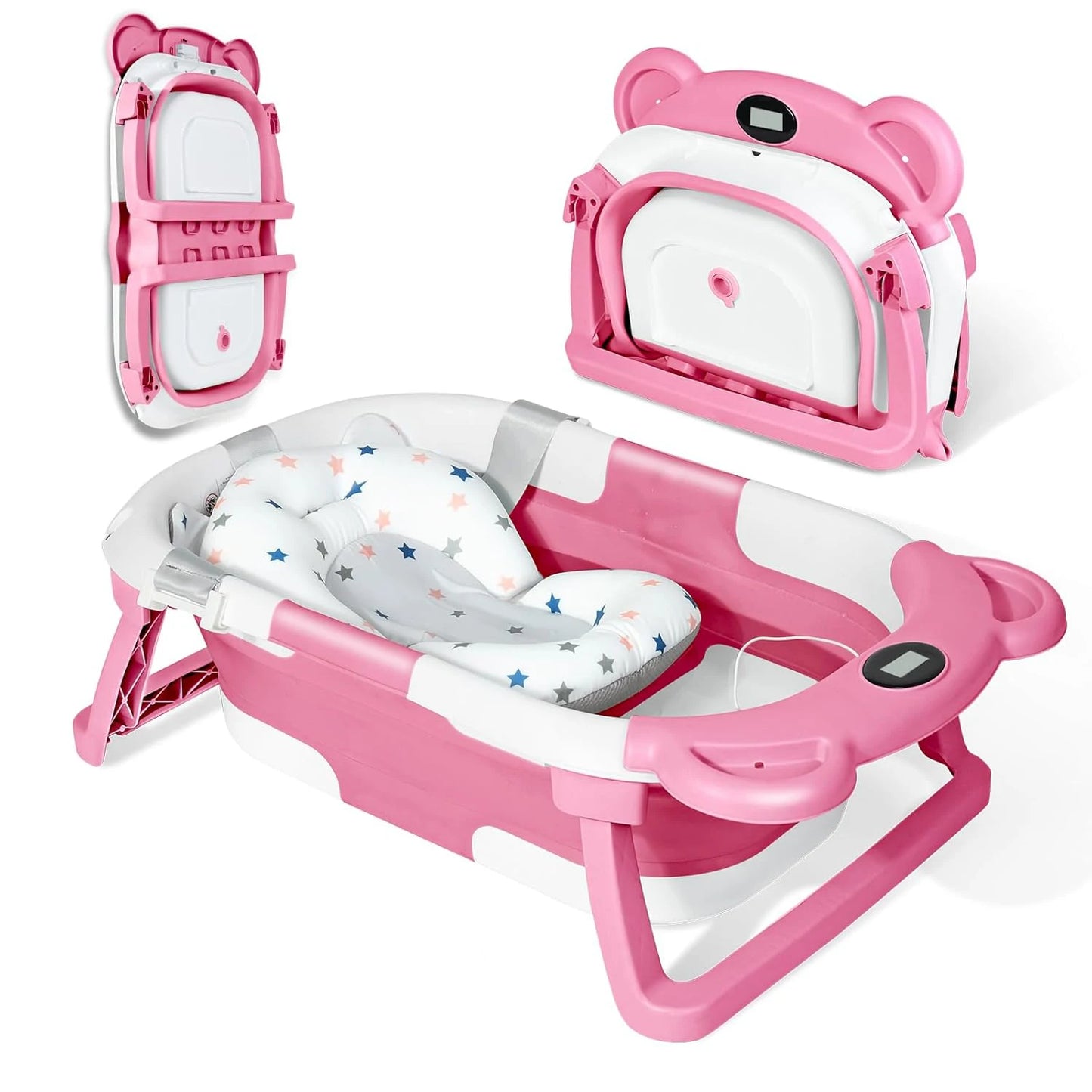 Baignoire Bébé Pliable & Transportable – Thermomètre Intégré | Voyage, Maison & Sortie | 0-36 mois | Sojivia