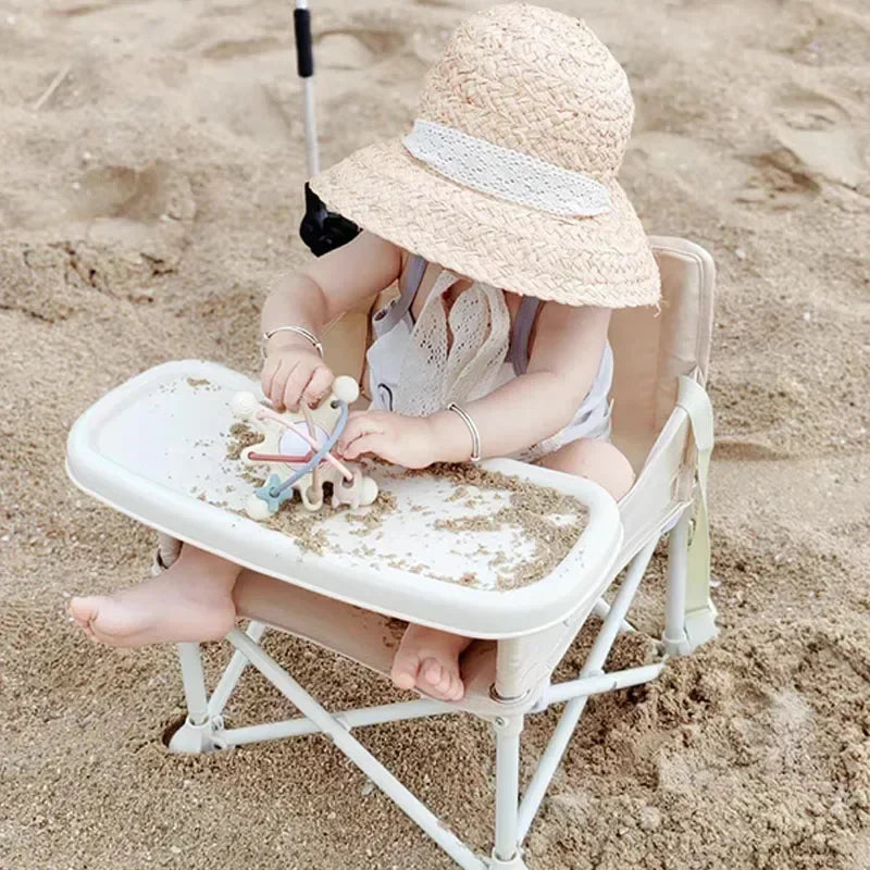 Chaise bébé pliable-fille-rose- Sojivia – idéale plage et vacances
